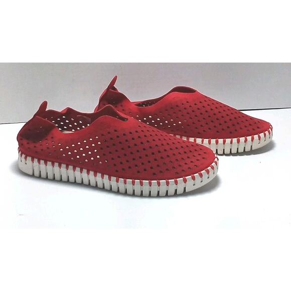 Ilse Jacobsen Tulip Slip On Raspberry Textile Rubber Sole Loafer EUR 38 US 6 - Picture 1 of 6